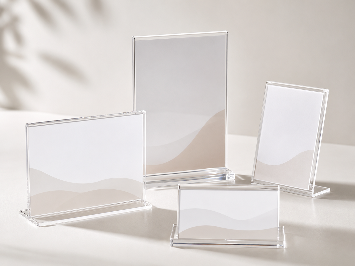 Clear acrylic sign holders for menus and display signage